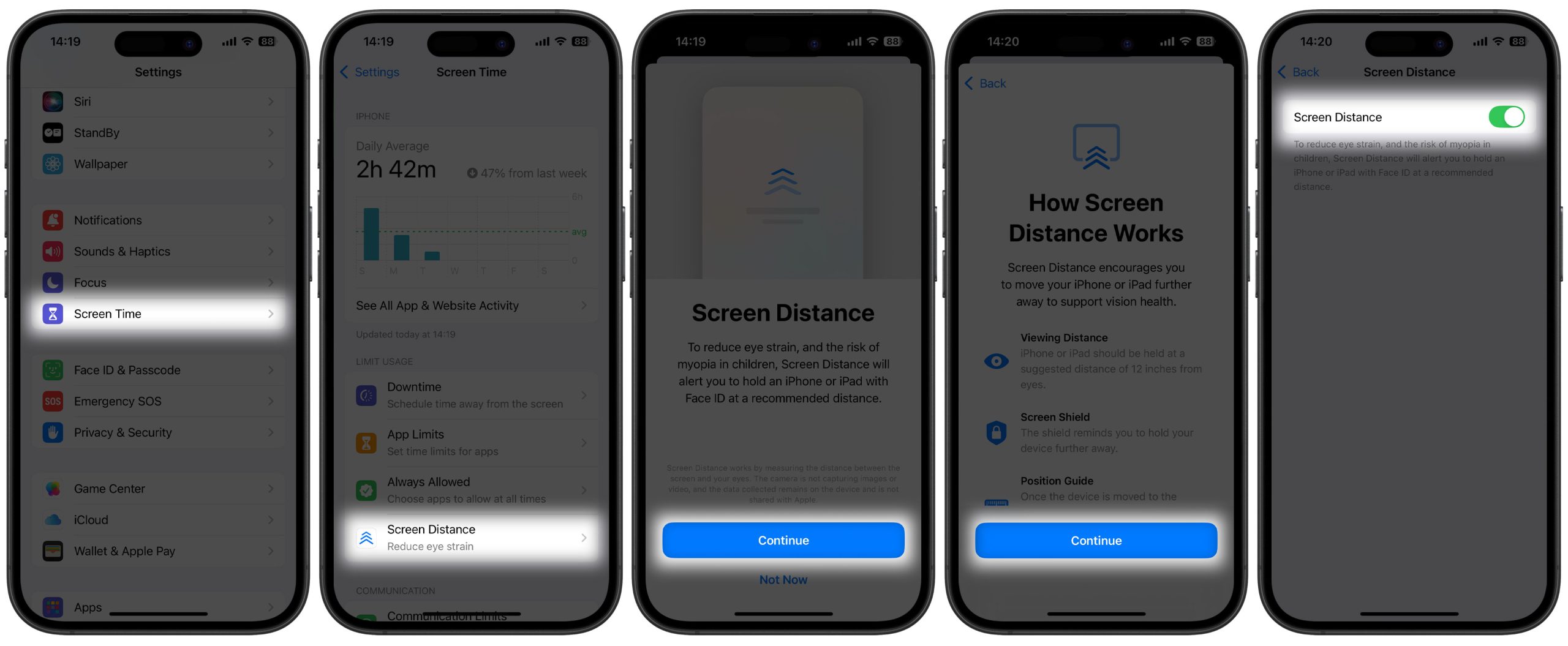 فعال سازی Screen Distance در گوشی آیفون