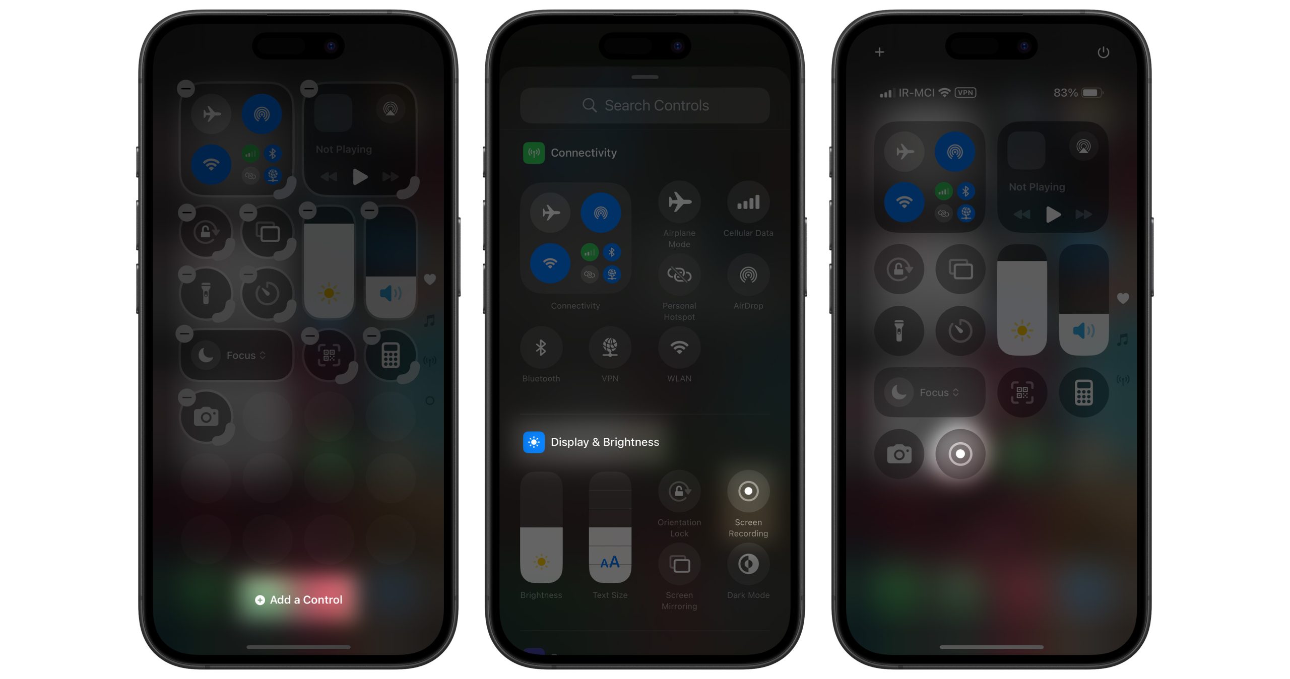 آموزش اضافه کردن Screen Recording به Control Center گوشی آیفون
