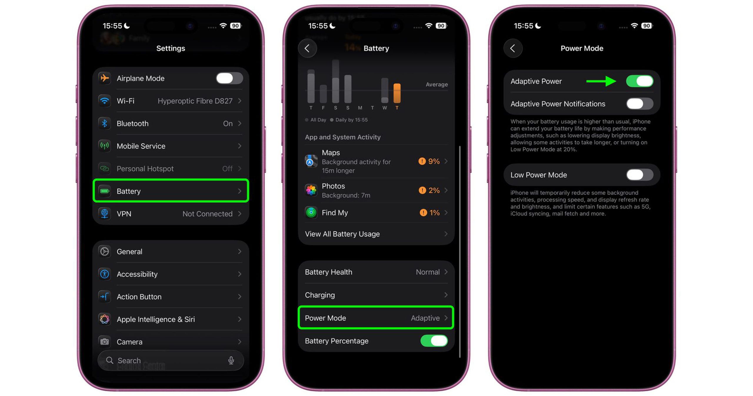 فعال سازی Adaptive Power Mode در آیفون