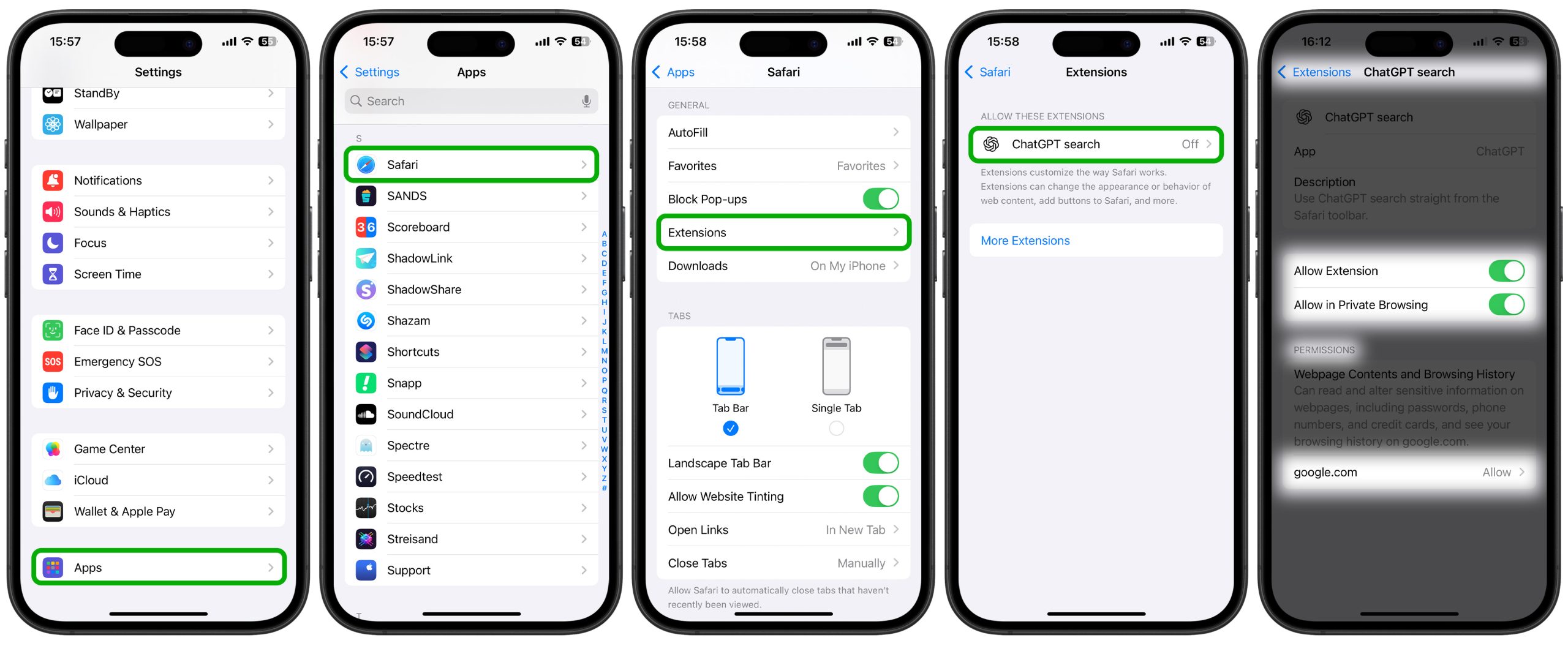 آموزش فعال سازی chatgpt به عنوان موتور پیش فرض جستجو در safari گوشی آیفون