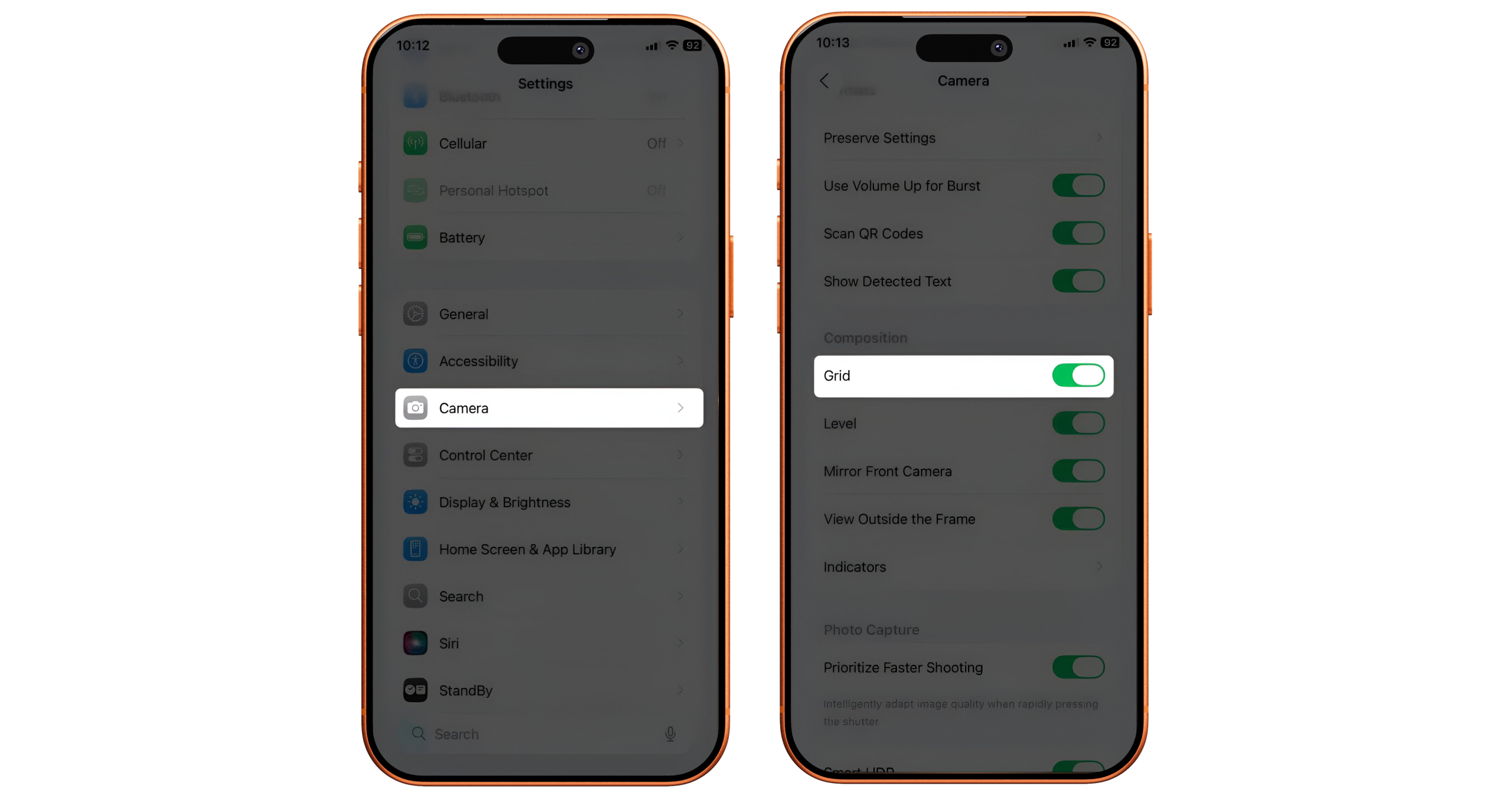 فعال کردن Grid برای کادربندی بهتر
