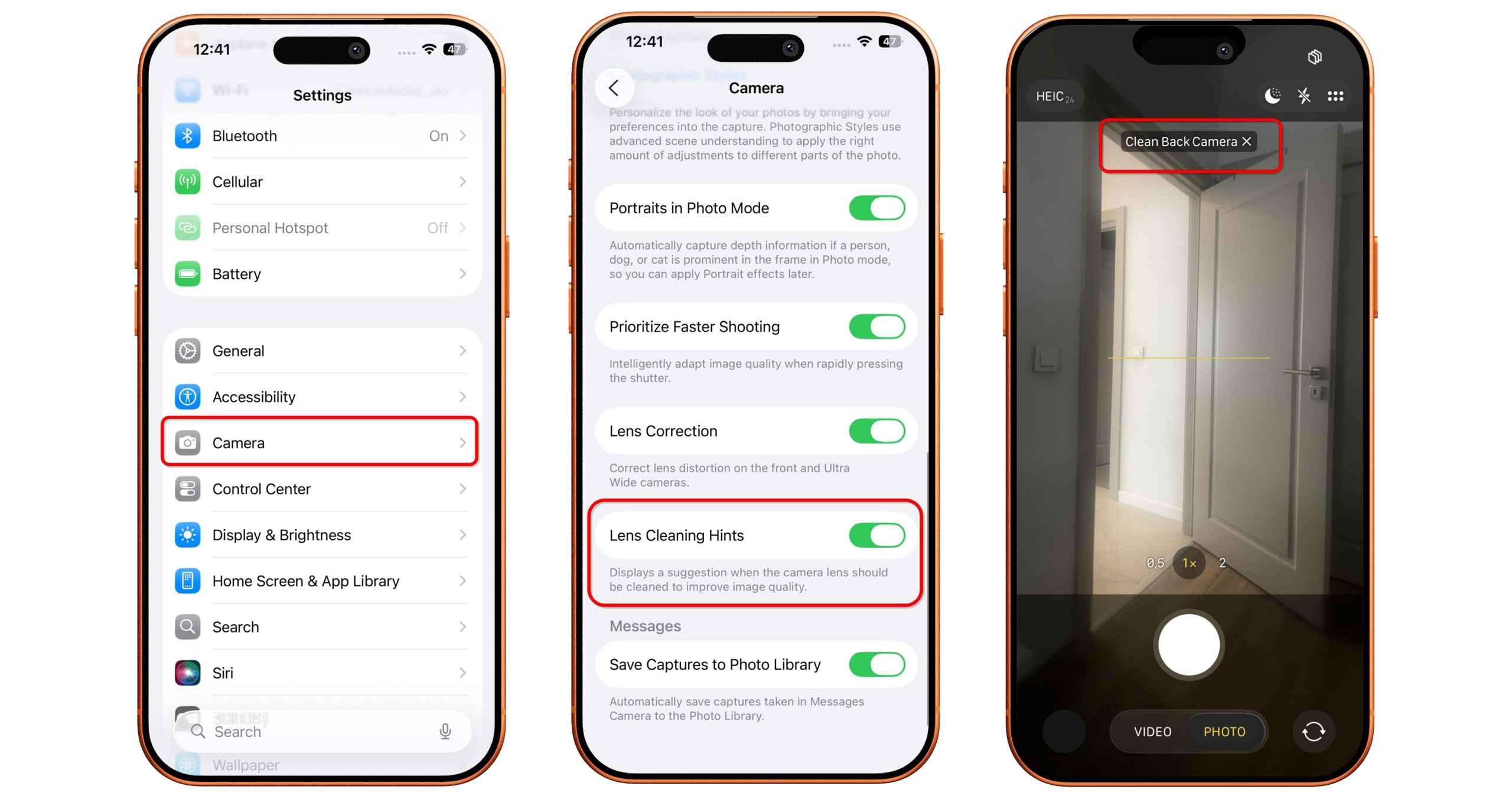 نوتیفیکیشن تمیز کردن لنز