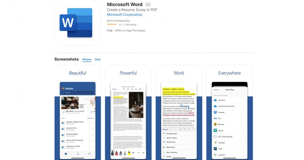 دانلود نرم‌افزار Microsoft Word برای آیفون، آیپاد و آیپد