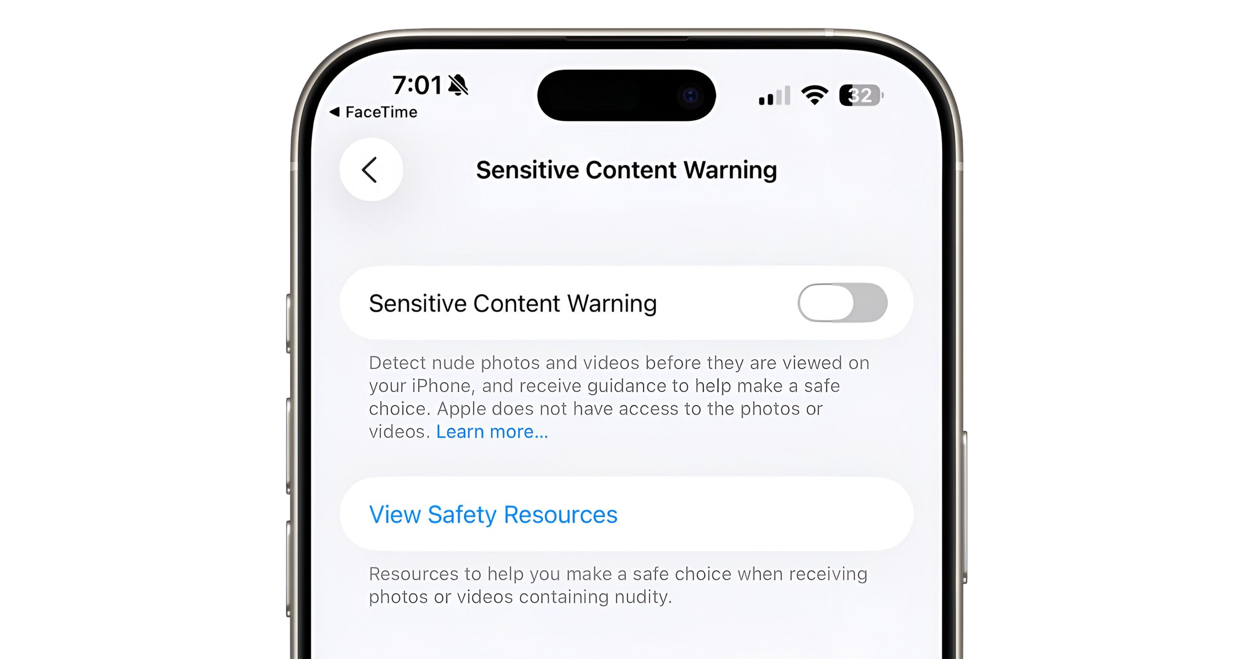 Sensitive Content Warning در iOS 26