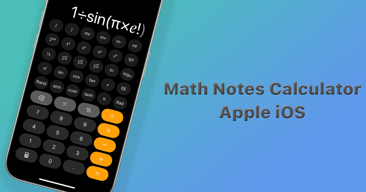 قابلیت گزینه Maths Notes در اپلیکیشن Calculator در گوشی آیفون اپل
